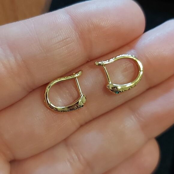 925 Sterling Silver Snake Huggie Earrings - Picture 7 of 7